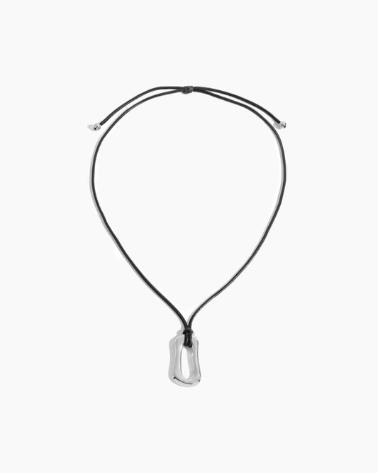 Abstract Pendant Cord Necklace - Silver - mifjewelry