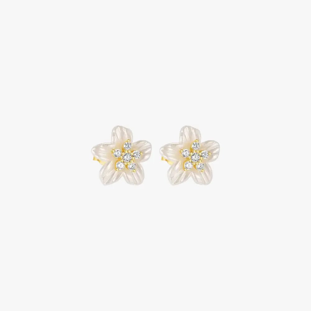 Acrylic Flower Zirconia Stud Earrings - mifjewelry