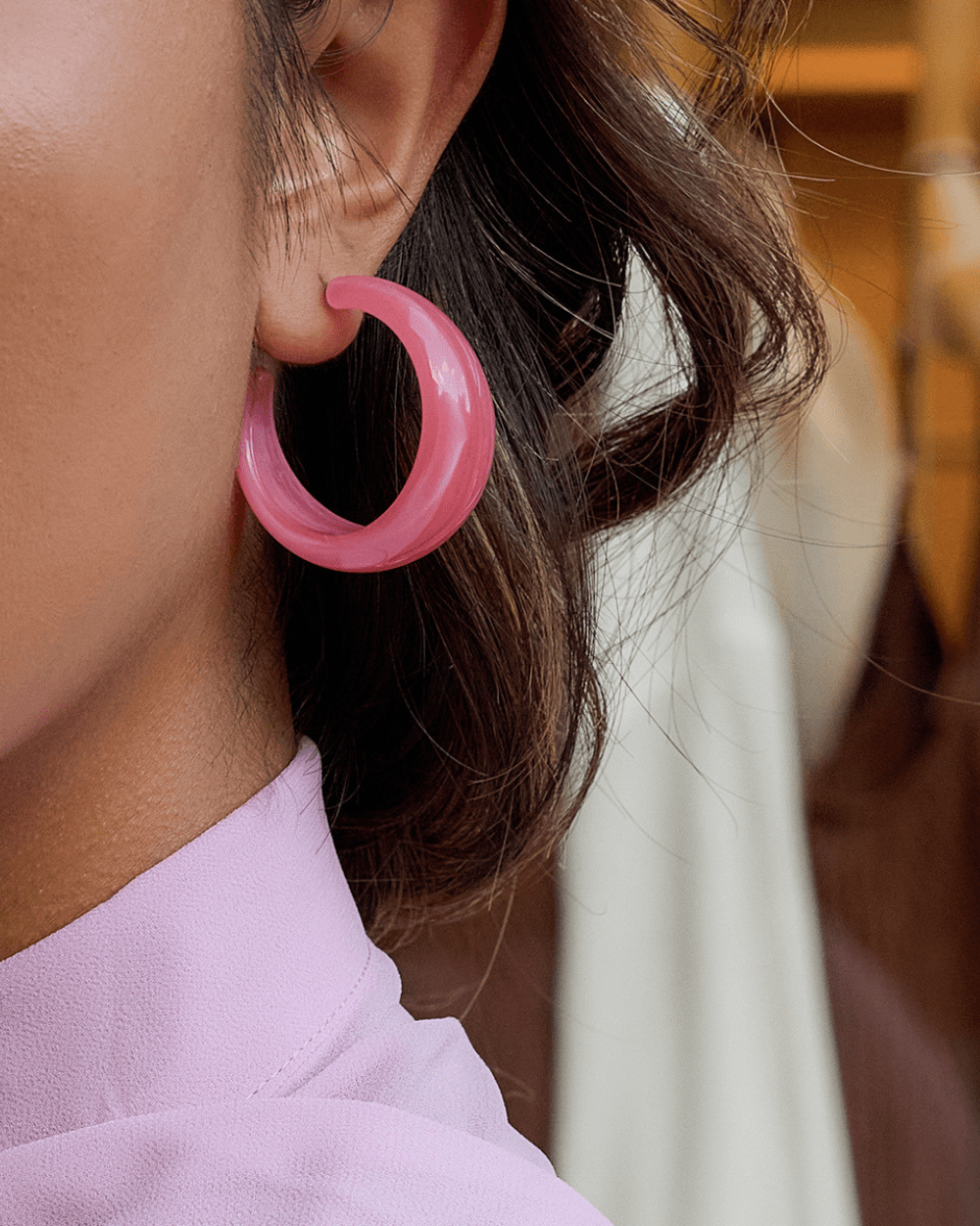 Aurora Curve Hoop Earrings – Rose Pink - mifjewelry