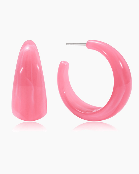 Aurora Curve Hoop Earrings – Rose Pink - mifjewelry