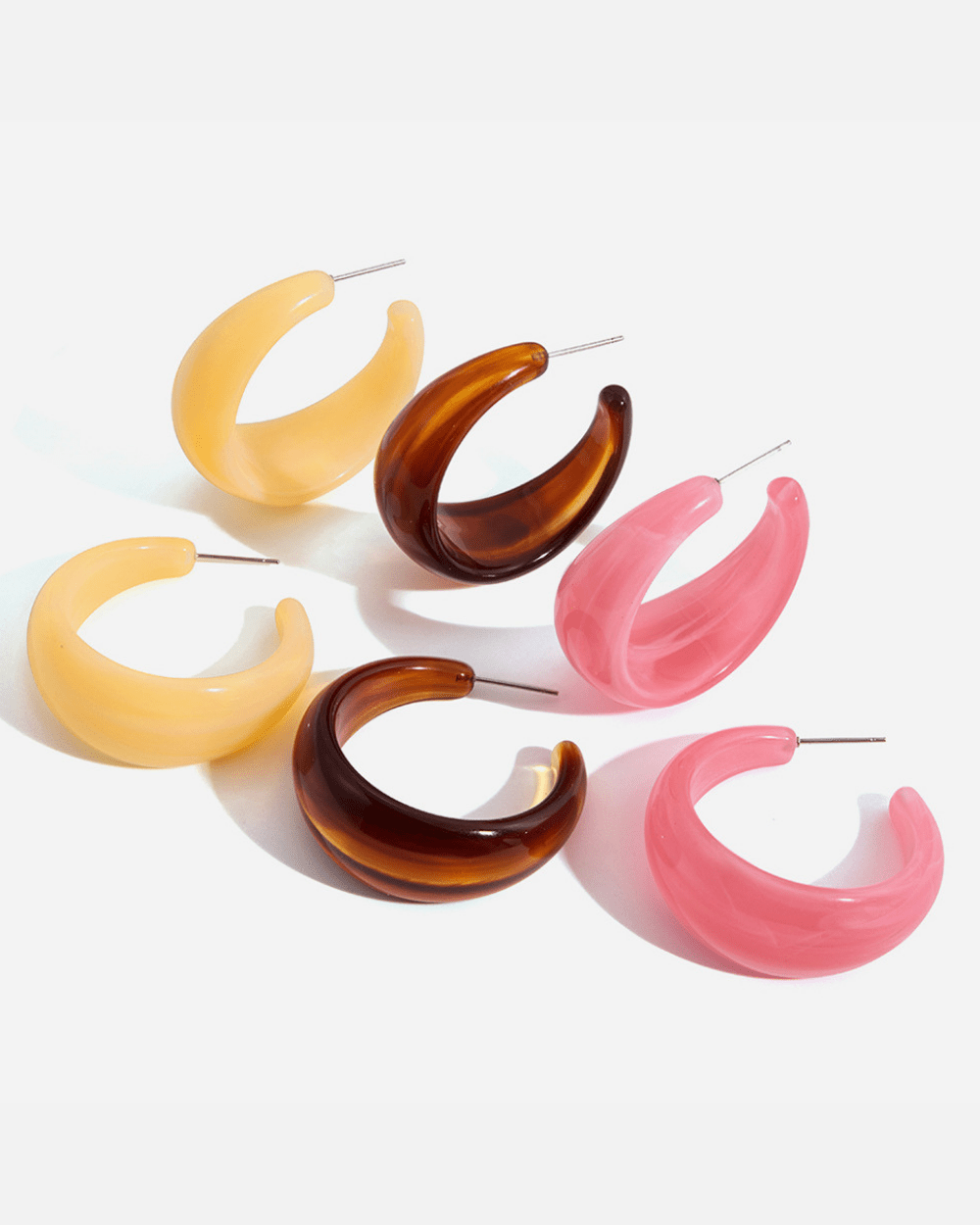 Aurora Curve Hoop Earrings – Rose Pink - mifjewelry