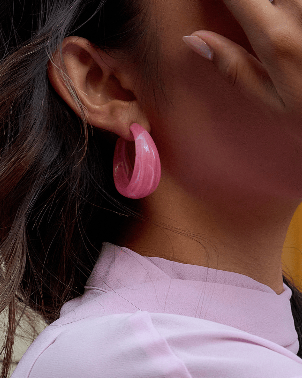 Aurora Curve Hoop Earrings – Rose Pink - mifjewelry