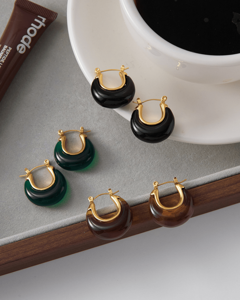 Aurora Teardrop Hoop Earrings – Black - mifjewelry