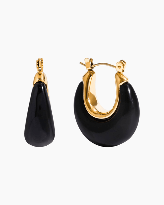 Aurora Teardrop Hoop Earrings – Black - mifjewelry