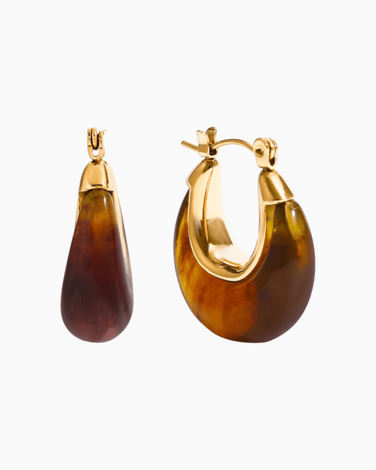 Aurora Teardrop Hoop Earrings – Brown - mifjewelry
