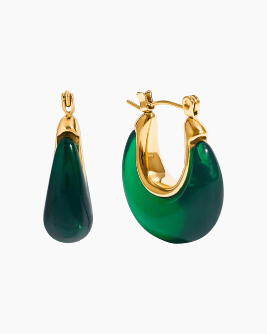 Aurora Teardrop Hoop Earrings – Green - mifjewelry