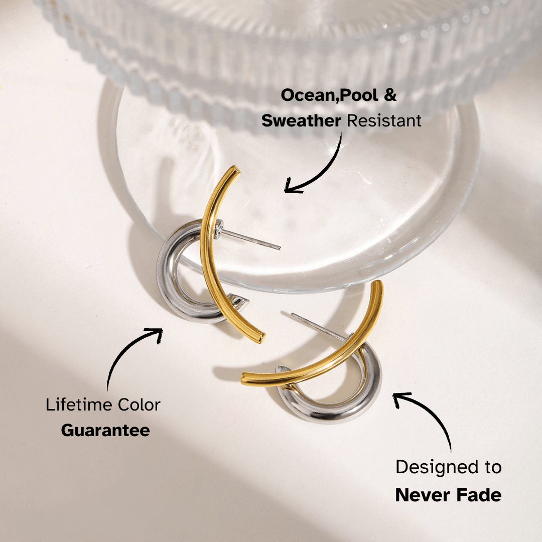 Axis Curve Statement Earrings - Golden - mifjewelry