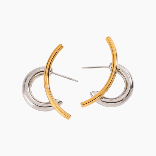 Axis Curve Statement Earrings - Silver - mifjewelry