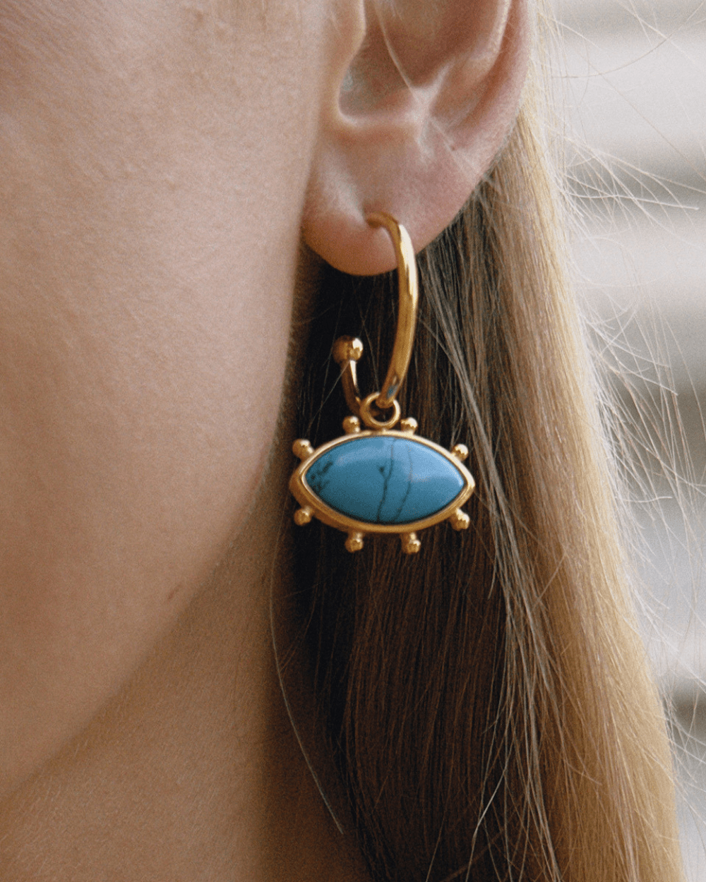 Azure Evil Eye Hoop Earrings - mifjewelry