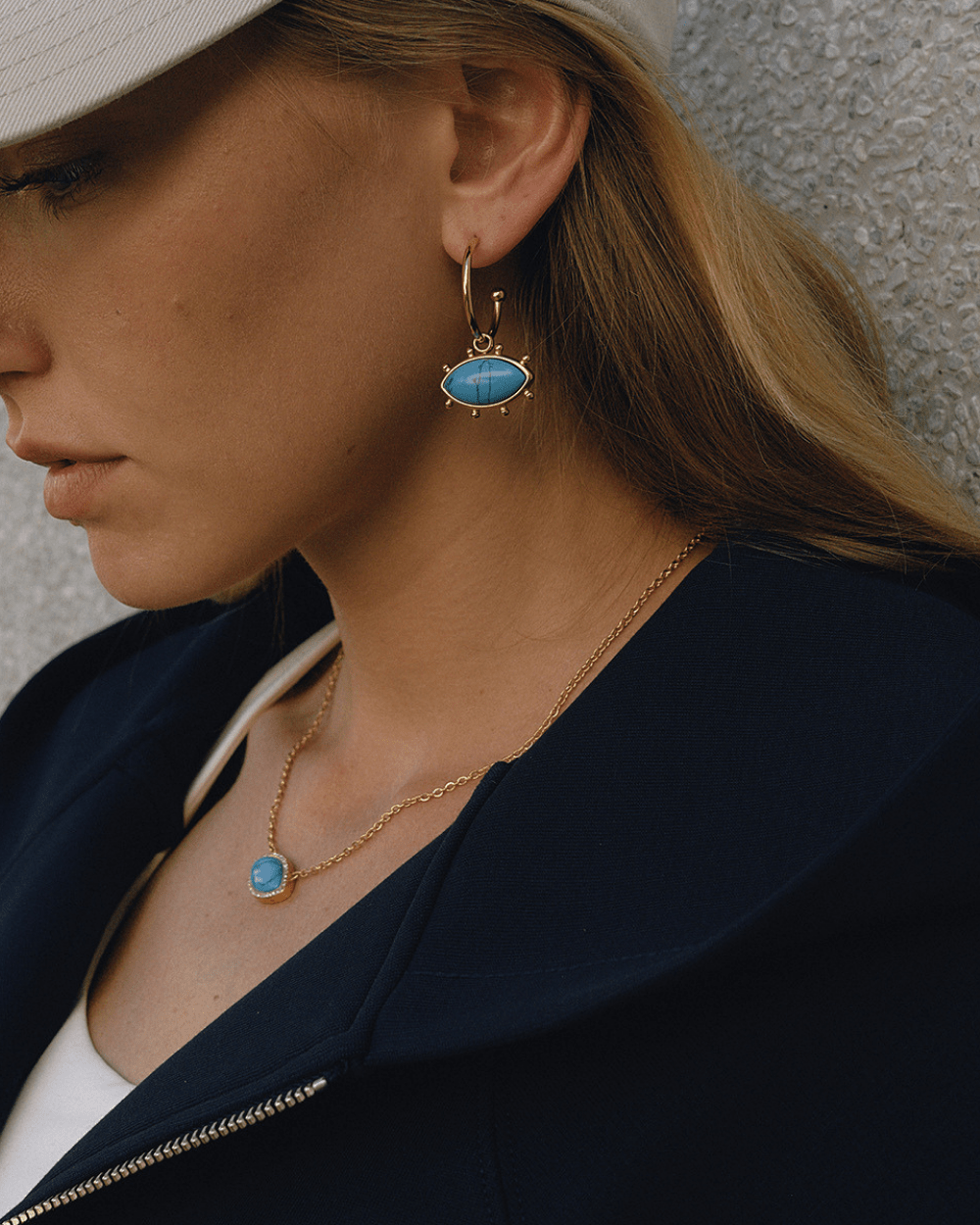 Azure Evil Eye Hoop Earrings - mifjewelry