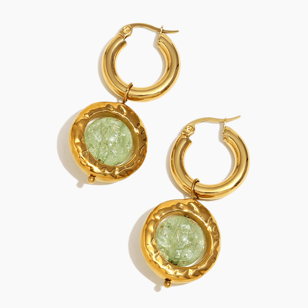 Azure Sea Glass Gold Earrings - mifjewelry