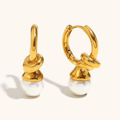 Pearl Knot Hoop Earrings