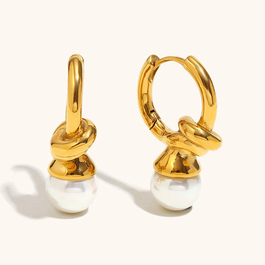 Pearl Knot Hoop Earrings