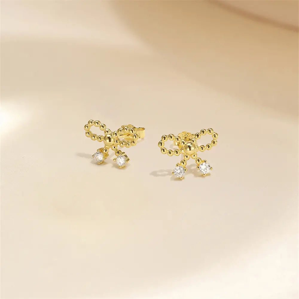 Beaded Bow Dangle Earrings - mifjewelry