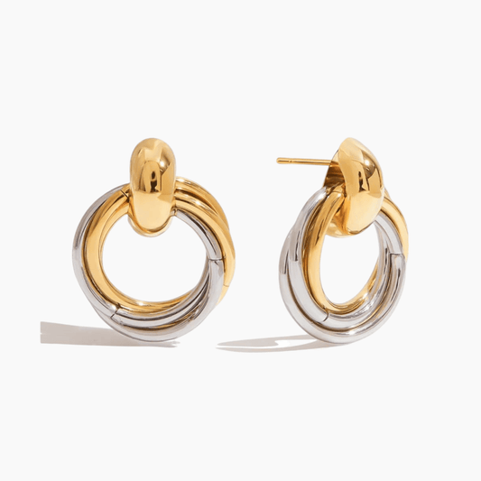 Bi - Tone Bold Loop Earrings - mifjewelry