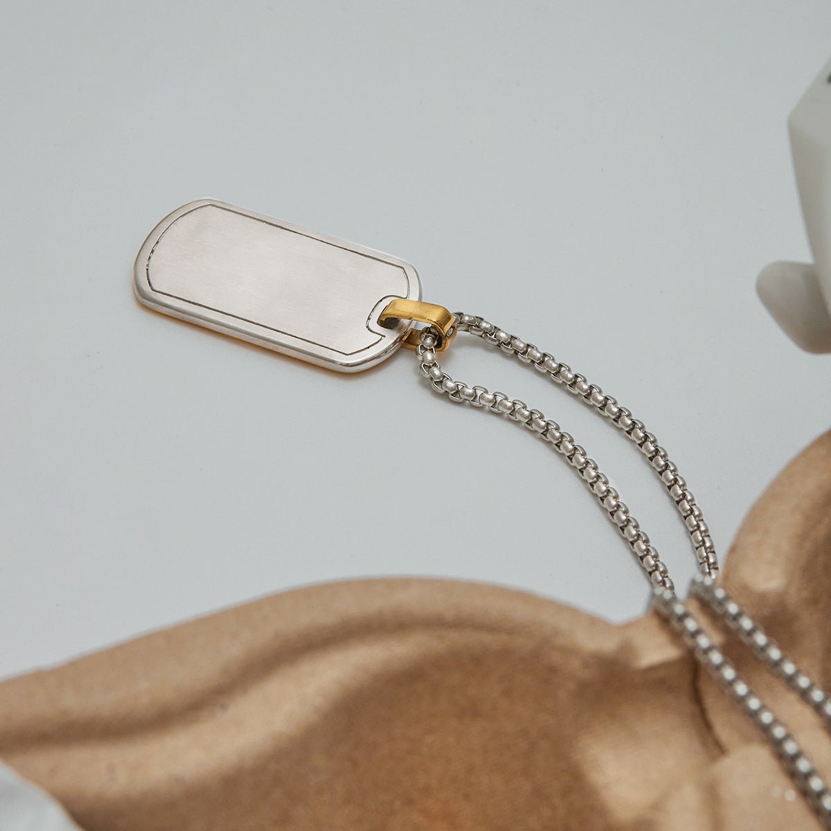 Bi - Tone Ripple Tag Necklace - mifjewelry