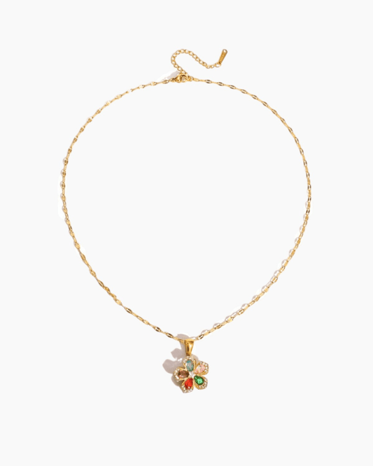 Bloom Charm Flower Necklace - Multicolor - mifjewelry