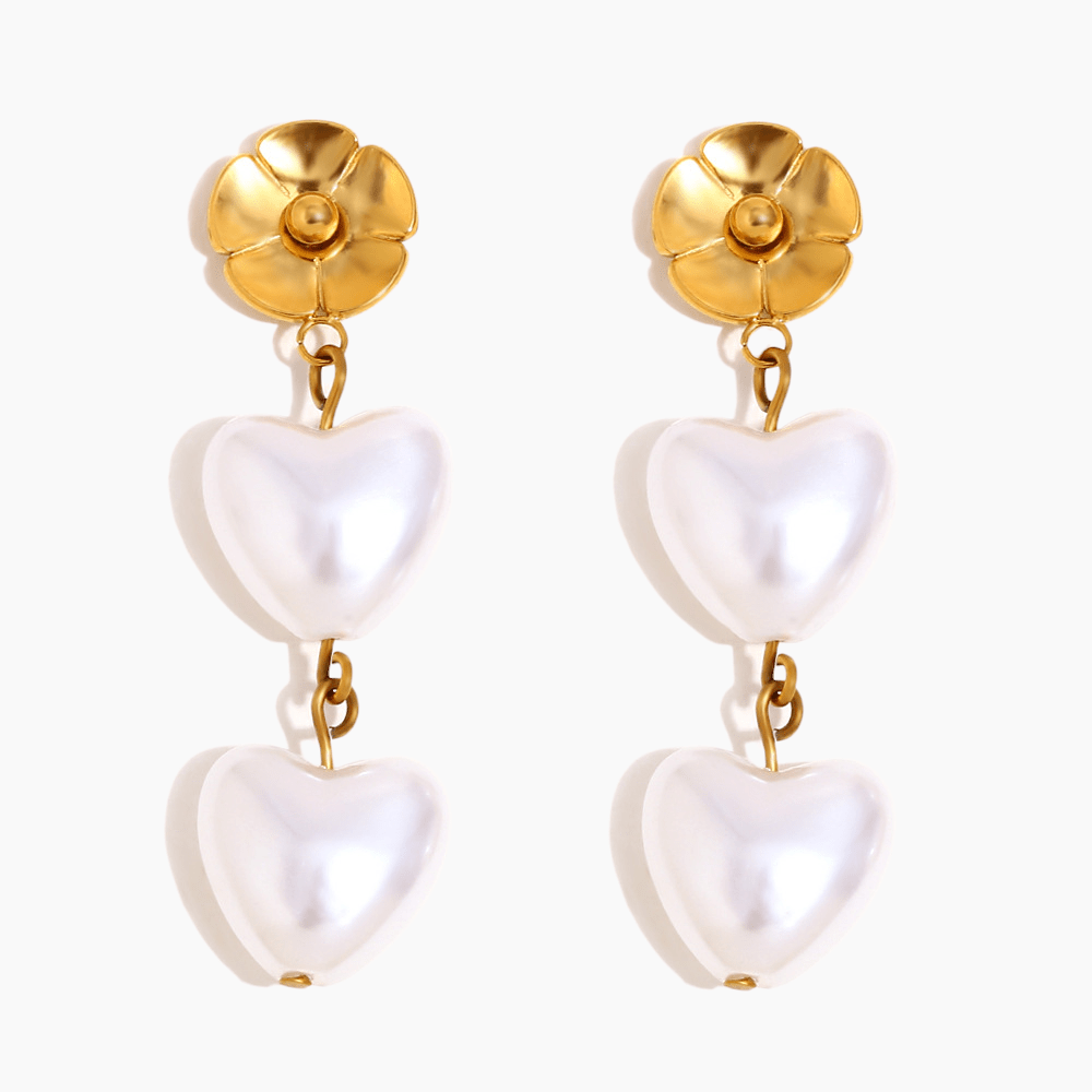 Blossom Heart Pearl Earrings - mifjewelry