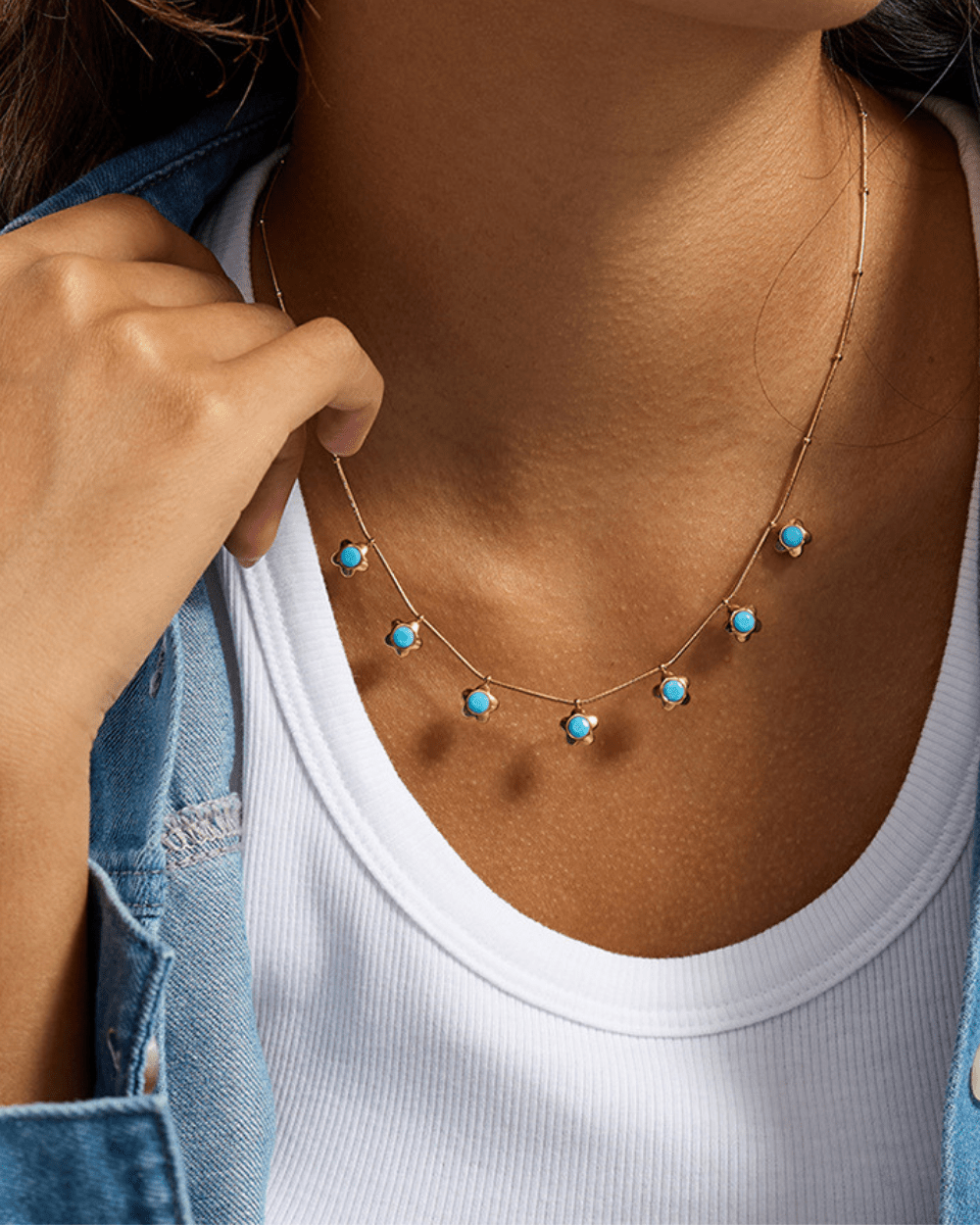 Blue Bloom Charm Necklace - mifjewelry
