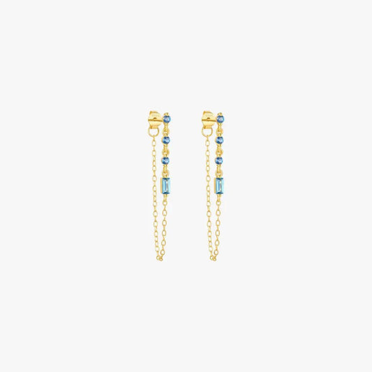 Blue Cascade Chain Earrings - mifjewelry