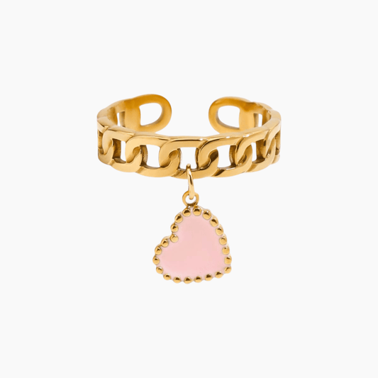 Blush Charm Chain Ring - Pink - mifjewelry