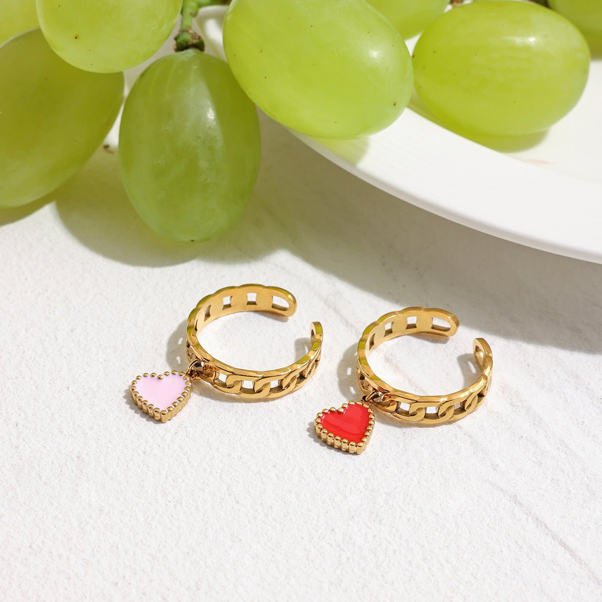 Blush Charm Chain Ring - Red - mifjewelry