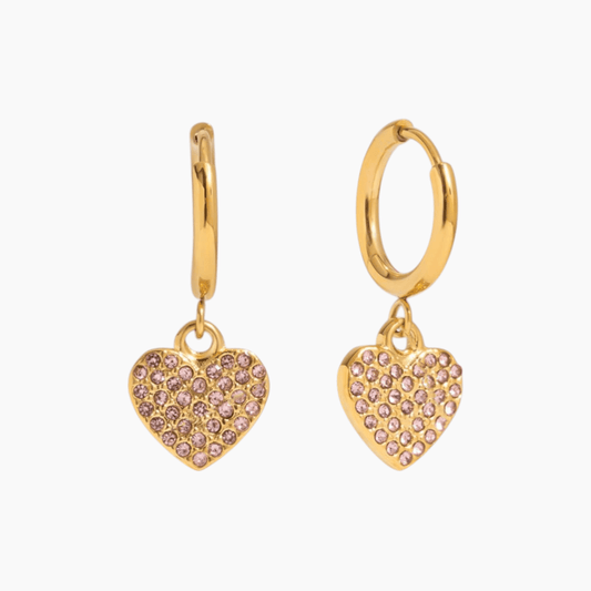 Blush Spark Heart Hoop Earrings - mifjewelry