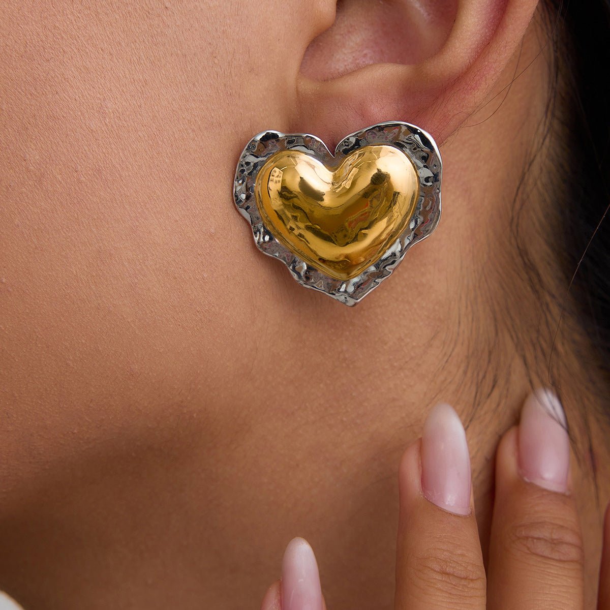 Bold Heartbeat Studs - Silver - mifjewelry