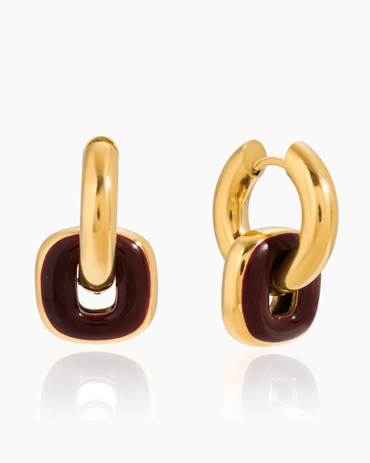 Bold Link Enamel Hoop Earrings – Red - mifjewelry