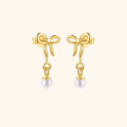 Bow and Pearl Drop Earrings - mifjewelry