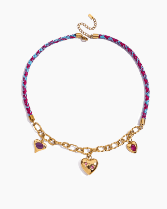 Candy Heart Braided Chain Necklace - mifjewelry