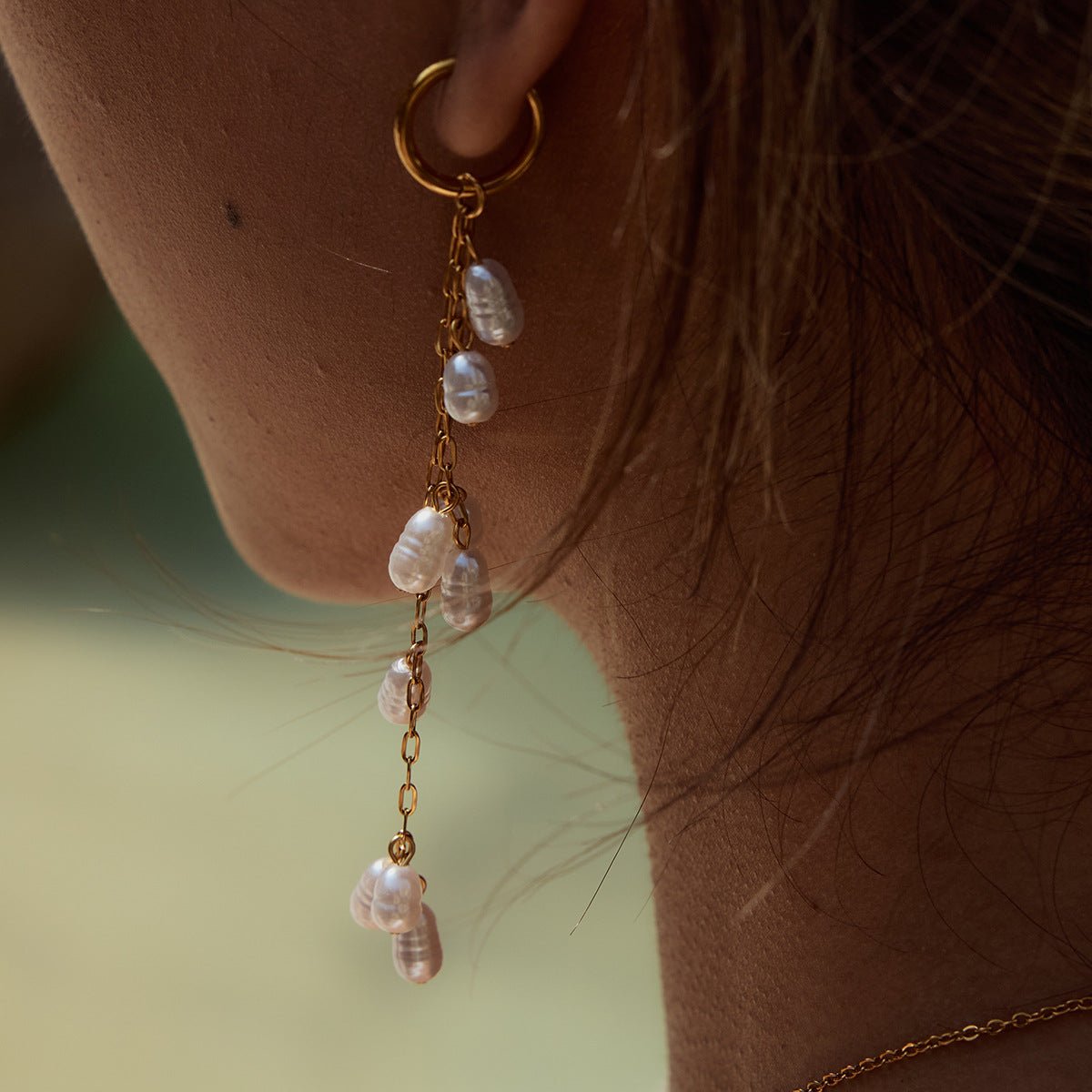 Cascade Pearl Chain Earrings - mifjewelry