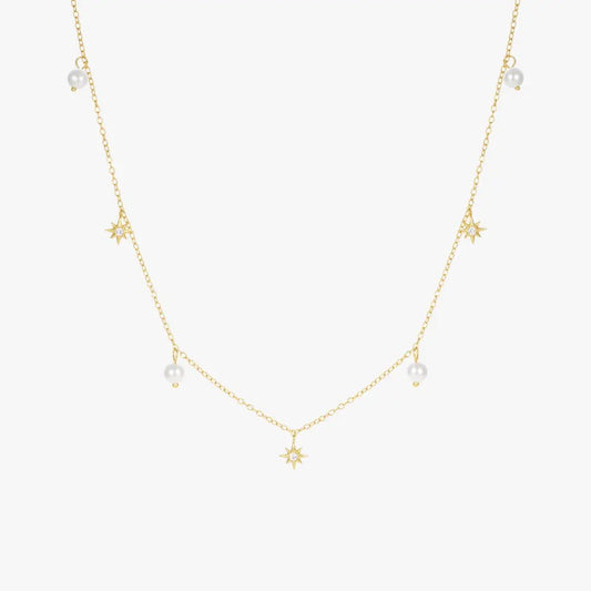 Celestial Pearl Star Necklace - mifjewelry