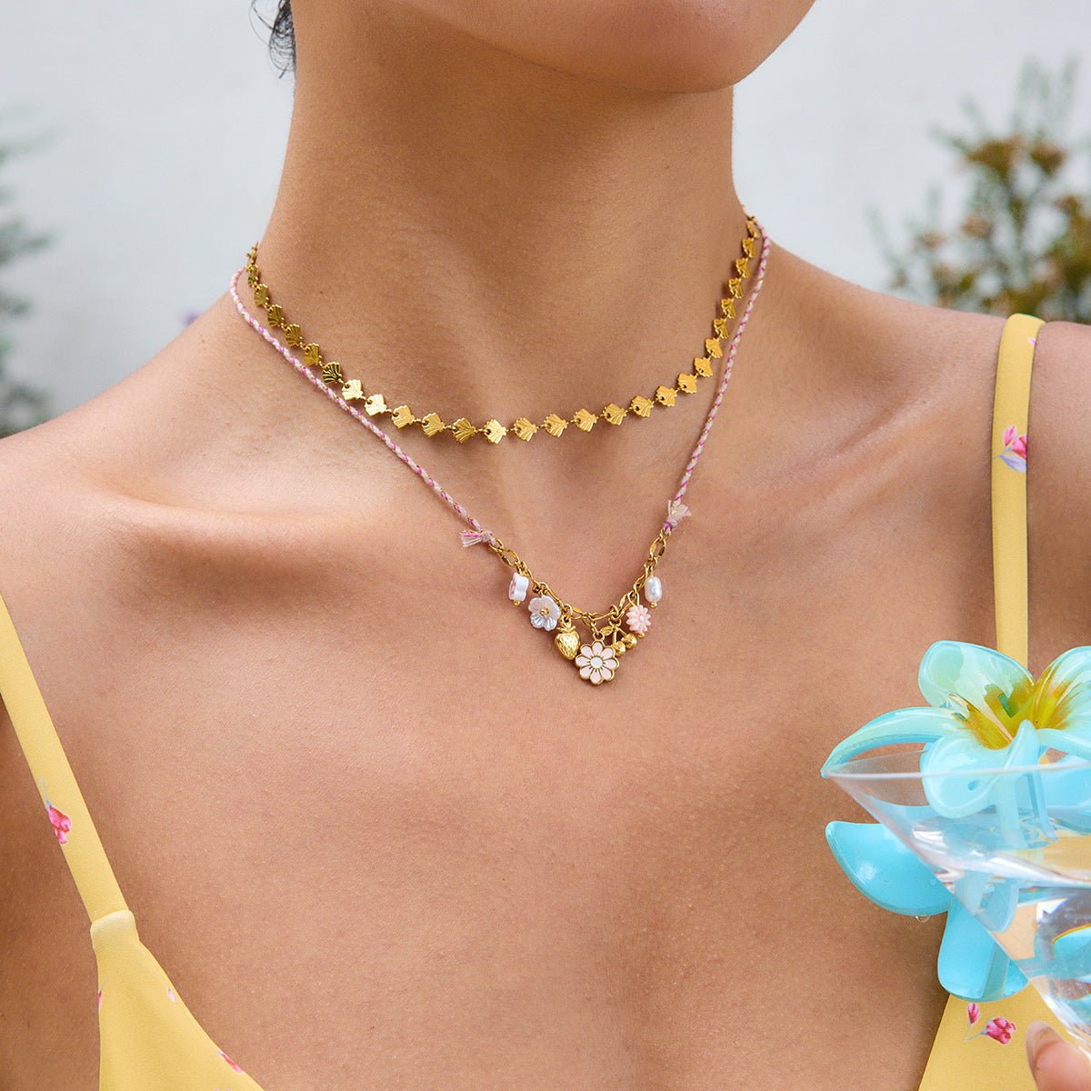 Cherry Bloom Cord Necklace - mifjewelry