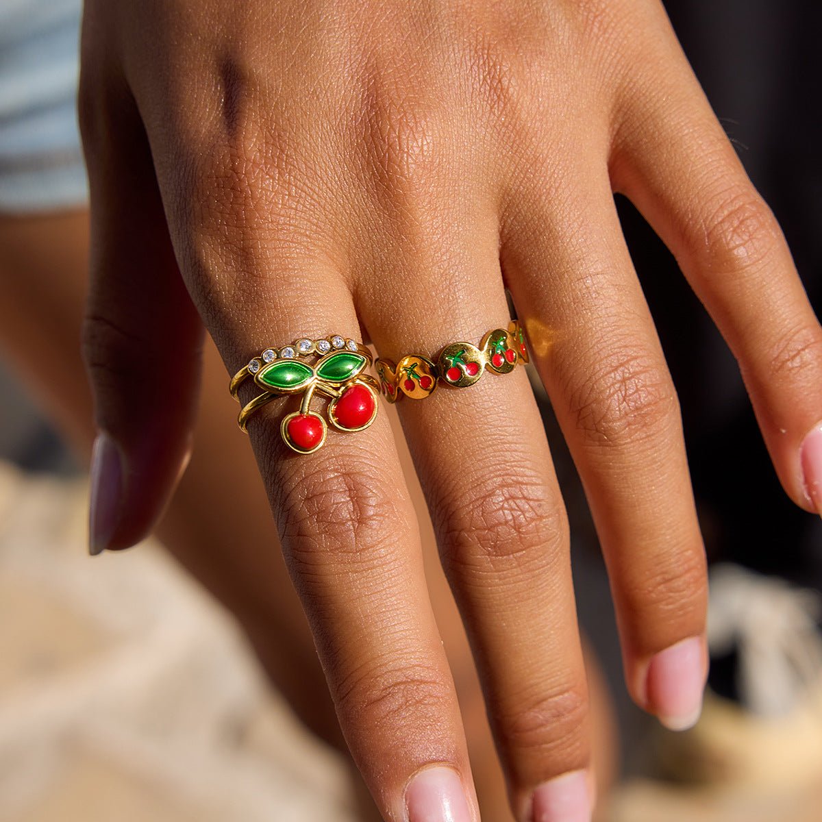Cherry Charm Adjustable Ring - mifjewelry