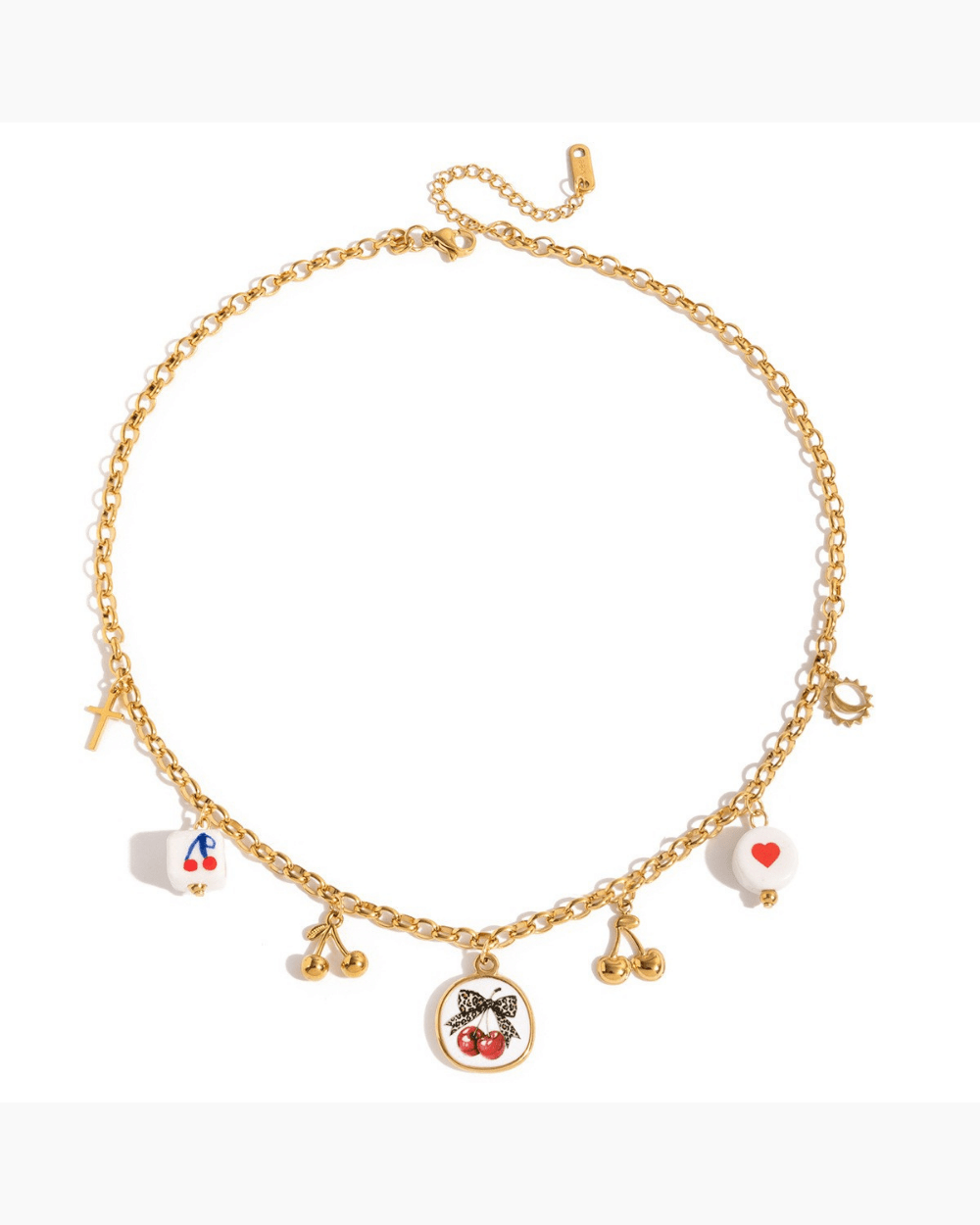 Cherry Leopard Bow Charm Necklace - mifjewelry
