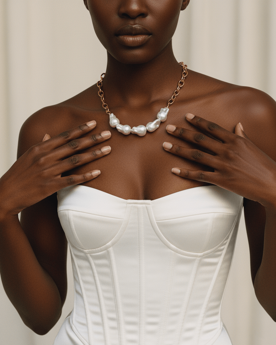 Chunky Chain Baroque Pearl Necklace - mifjewelry