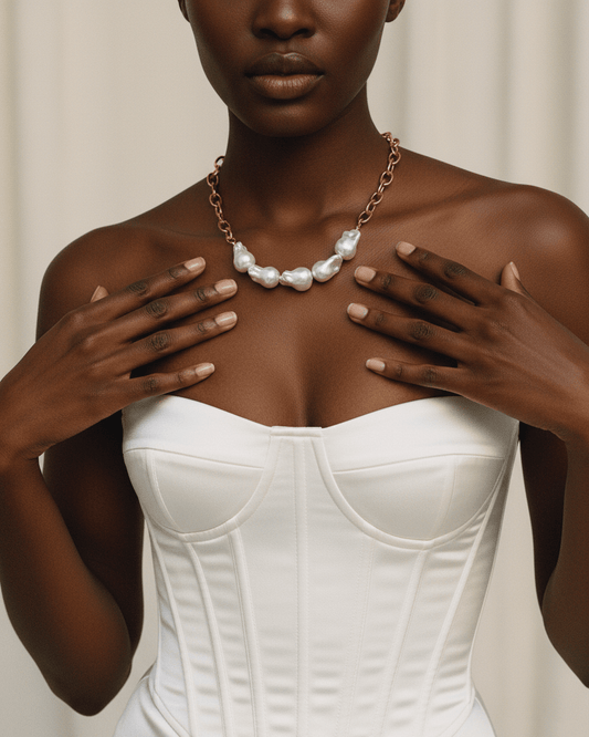 Chunky Chain Baroque Pearl Necklace - mifjewelry