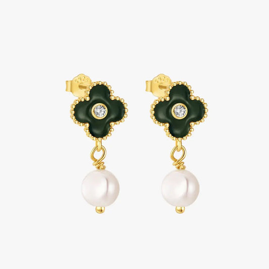 Clover Pearl Drop Earrings - mifjewelry