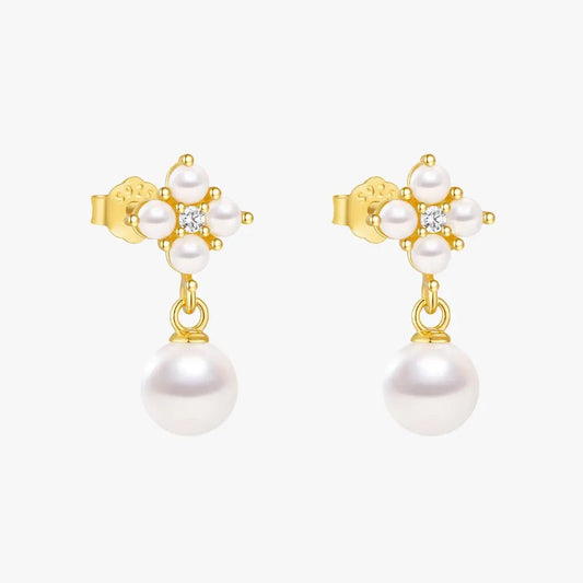 Cluster Pearl Drop Earrings - mifjewelry