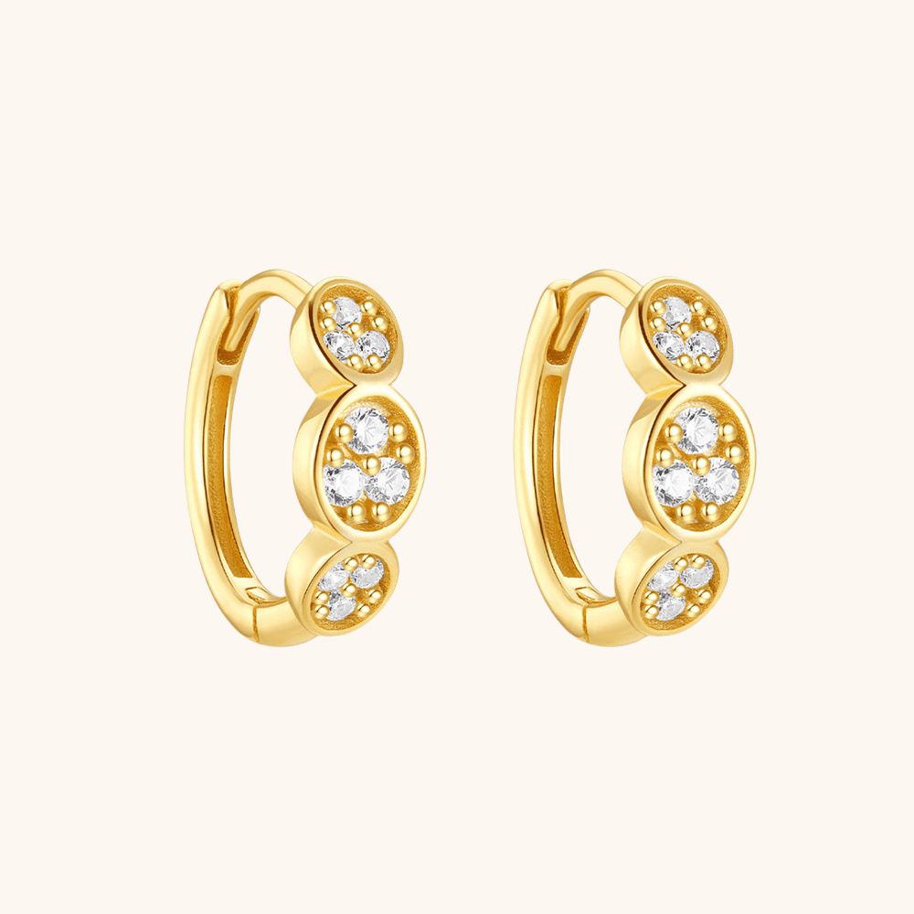 Clustered Zirconia Huggie Earrings - mifjewelry