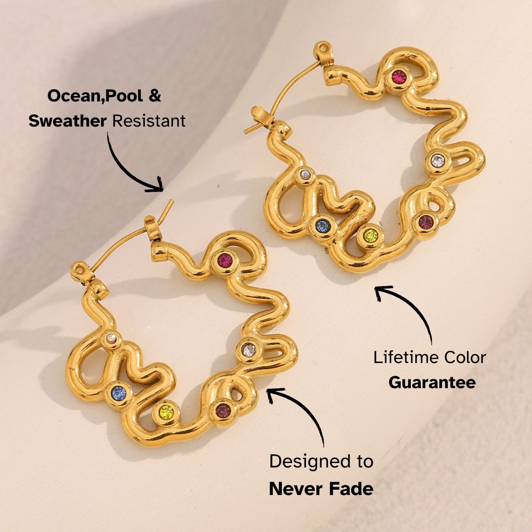 Cosmic Doodle Gem Hoop Earrings - mifjewelry