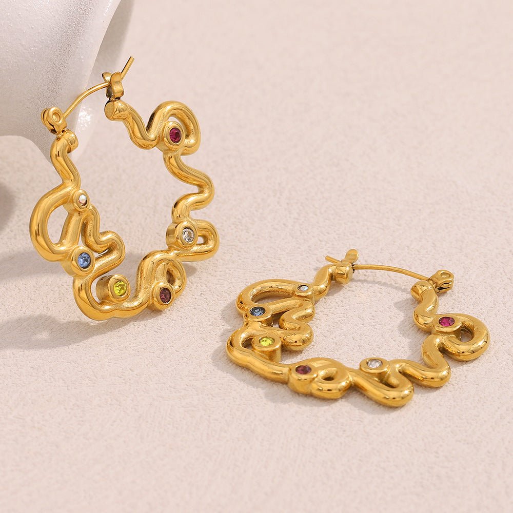 Cosmic Doodle Gem Hoop Earrings - mifjewelry