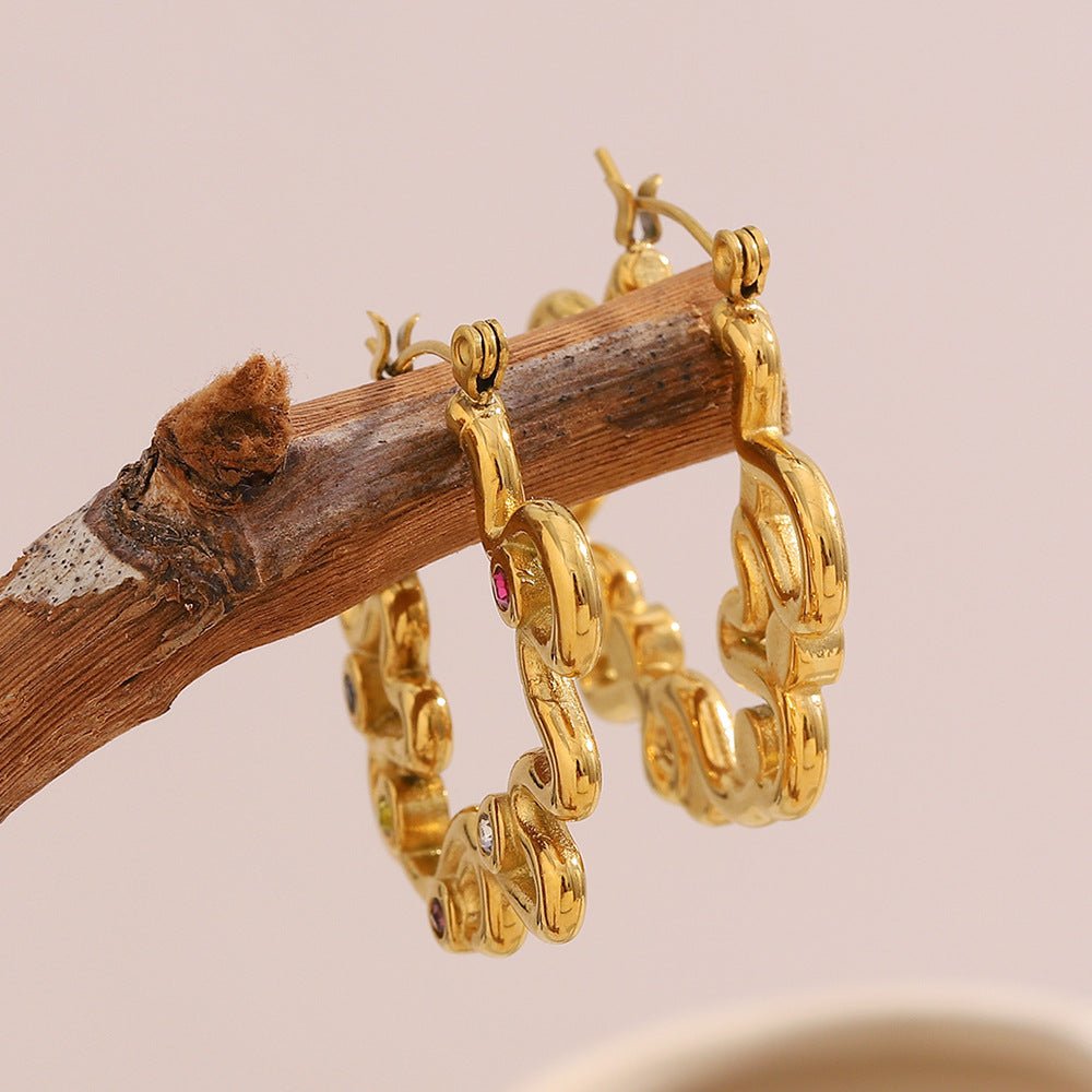 Cosmic Doodle Gem Hoop Earrings - mifjewelry