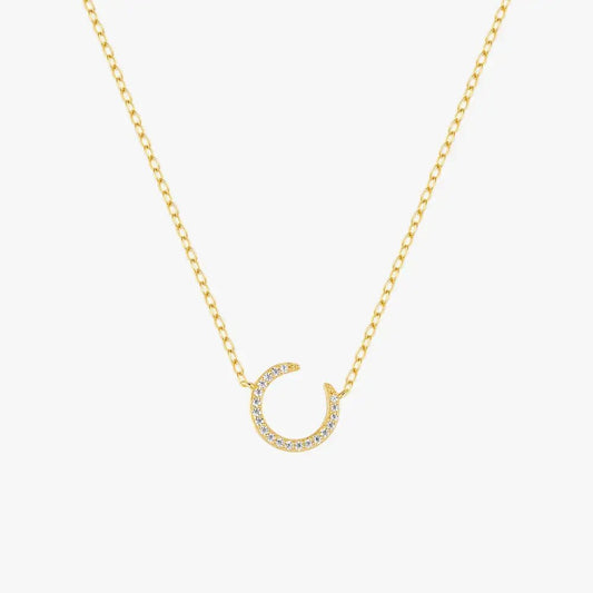 Crescent Moon Zircon Pendant Necklace - mifjewelry