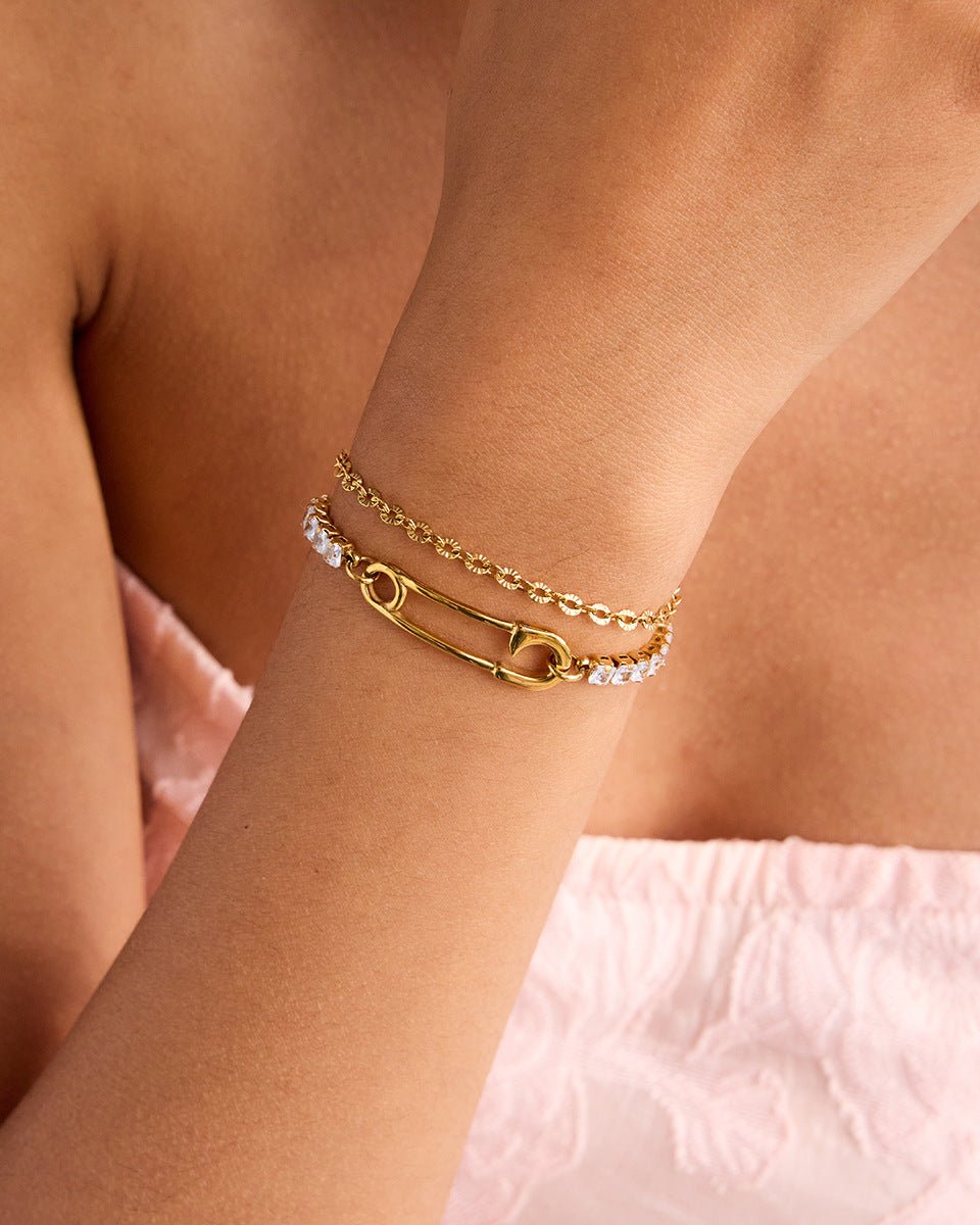Crystal Clash Safety Pin Bracelet - mifjewelry