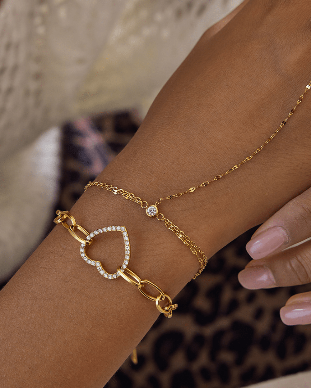 Crystal Heart Link Bracelet - mifjewelry