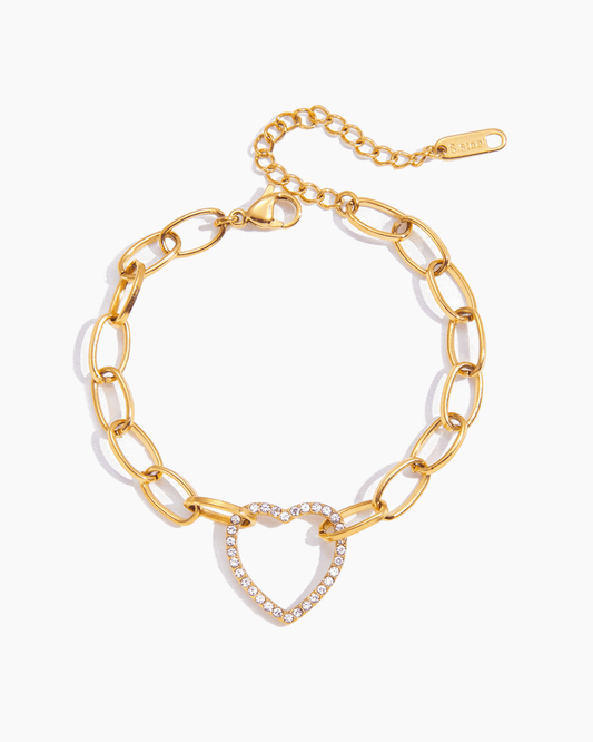 Crystal Heart Link Bracelet - mifjewelry