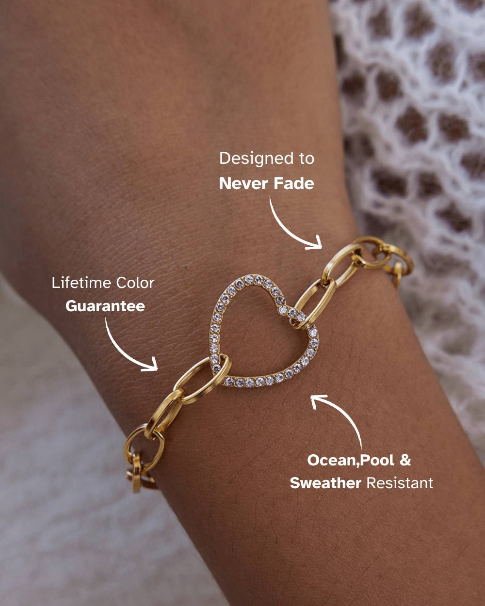 Crystal Heart Link Bracelet - mifjewelry