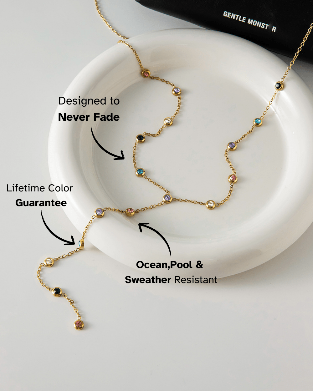 Crystal Line Lariat Necklace - Color - mifjewelry